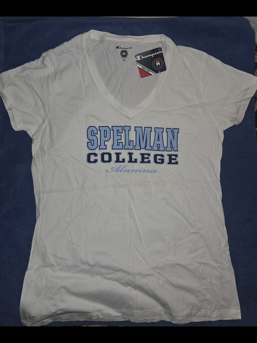 Spelman College Alumna Ladies Fit V-Neck Tee By Champion, Size XXL